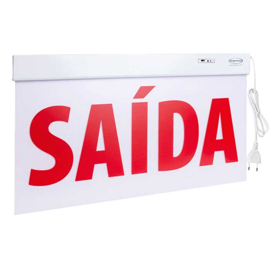 Balizamento de saída de emergência slim dupla face vermelho 50 por 25 cm LED Segurimax